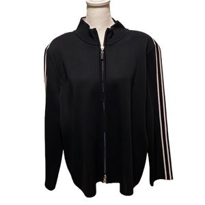 Garfield & Marks black zip jacket with pale pink stripes. Size XL. VGUC